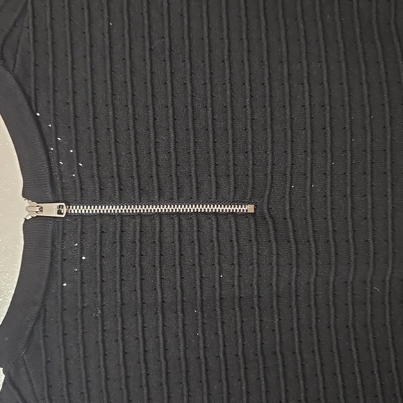 🇺🇦 New Black Ribbed Short Sleeve Top Size Medium - Picture 5 of 12